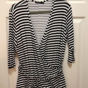 Boohoo Striped Wrap Top